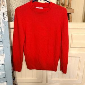 Vibrant Red Crew Neck Women's Sweater